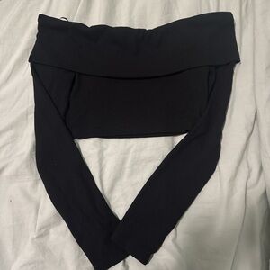 Garage Black Off-Shoulder Long Sleeve Crop Top